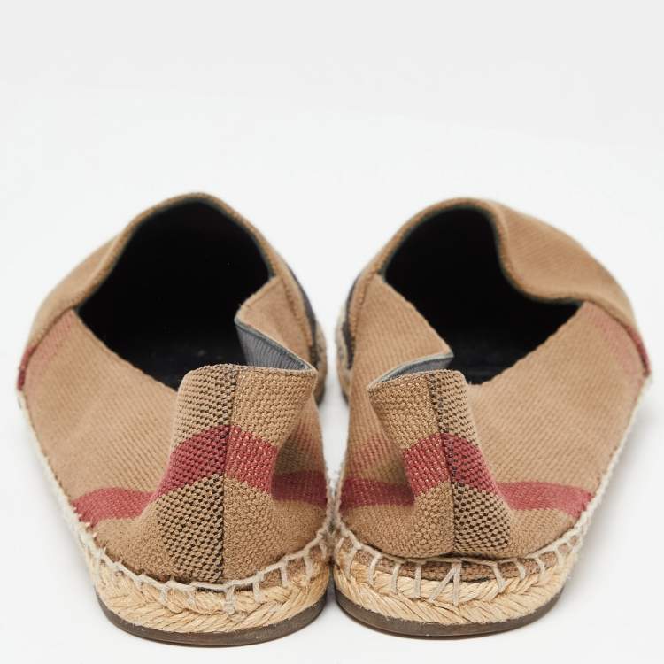 Pre Owned Burberry Brown House Check Canvas Espadrille Flats Size 37