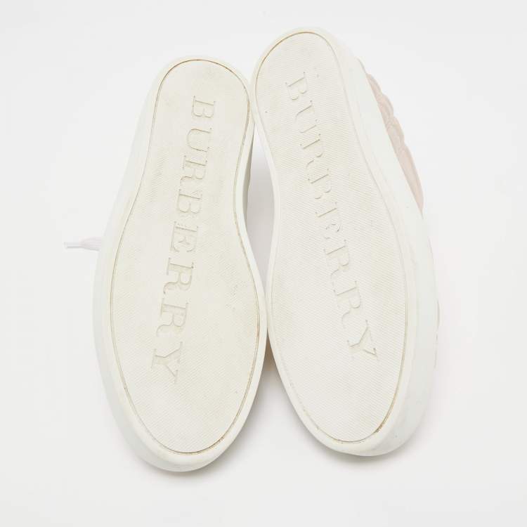 Pre Owned Burberry Metallic Pink Quilted Leather Westford Low Top Sneakers Size 39