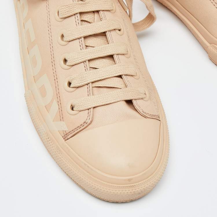 Pre Owned Burberry Beige Logo Print Canvas Sneakers Size 39