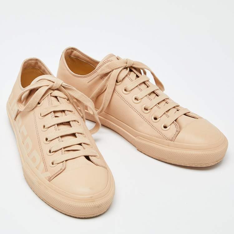 Pre Owned Burberry Beige Logo Print Canvas Sneakers Size 39