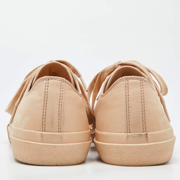 Pre Owned Burberry Beige Logo Print Canvas Sneakers Size 39