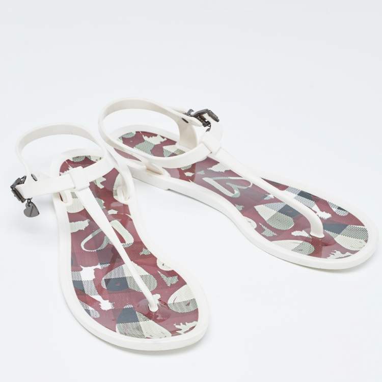 Pre Owned Burberry White Jelly Thong Sandals Size 40