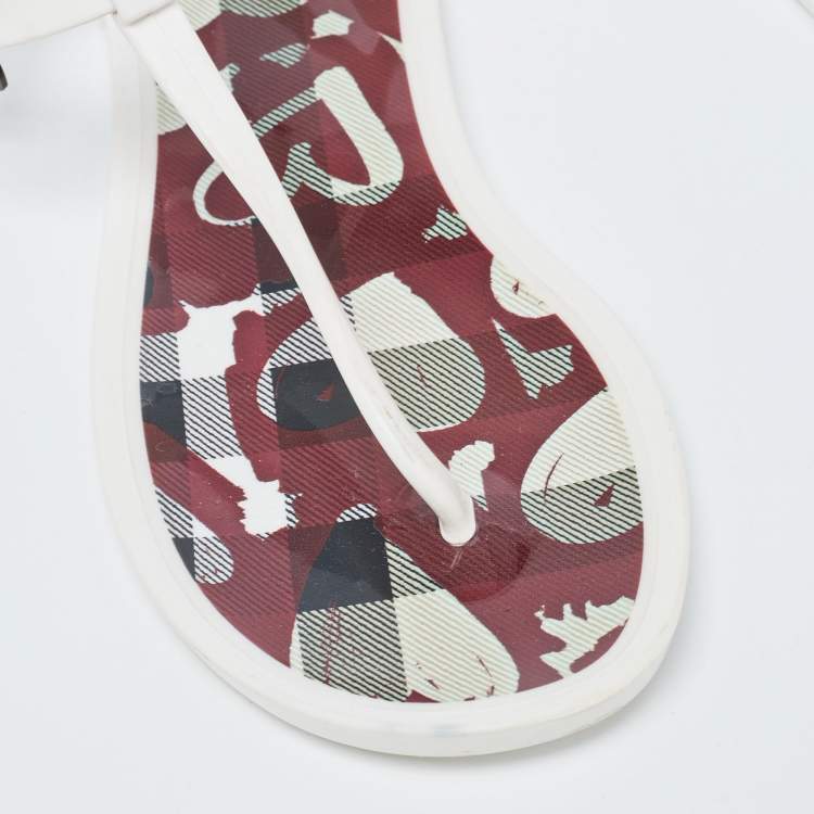 Pre Owned Burberry White Jelly Thong Sandals Size 40