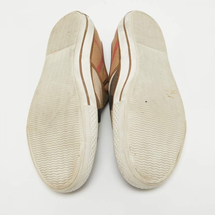 Pre Owned Burberry Brown/Beige House Check Canvas Slip On Sneakers Size 41
