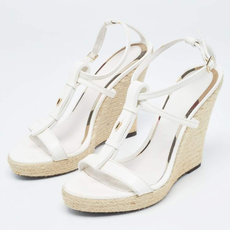 Burberry hotsell white wedge thong sandles. The