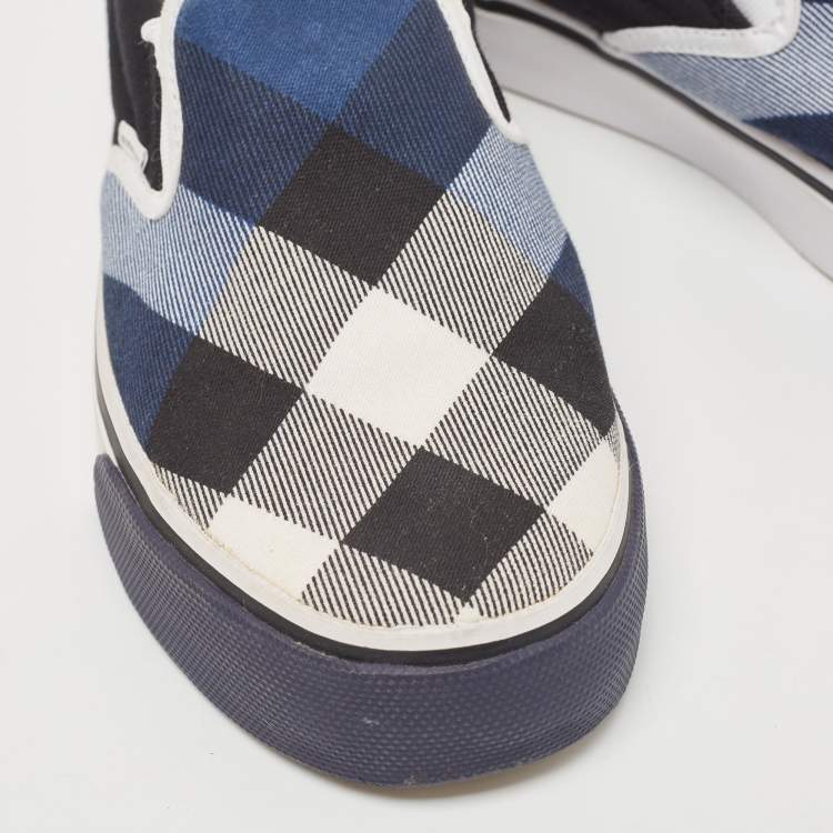Pre Owned Burberry Tricolor Nova Check Canvas Slip On Sneakers Size 38