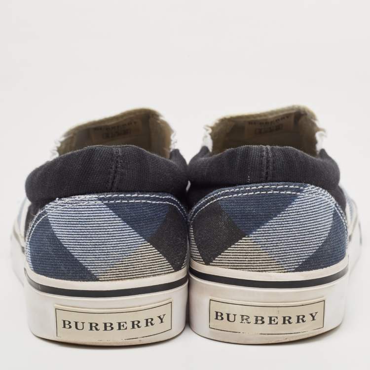 Pre Owned Burberry Tricolor Nova Check Canvas Slip On Sneakers Size 38