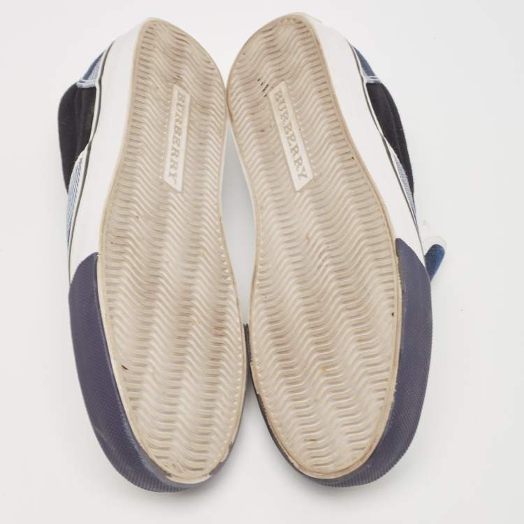 Pre Owned Burberry Tricolor Nova Check Canvas Slip On Sneakers Size 38