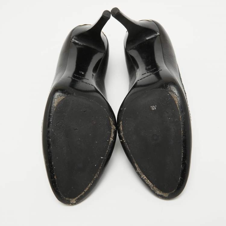 Pre Owned Burberry Black Brogue Leather Pumps Size 38