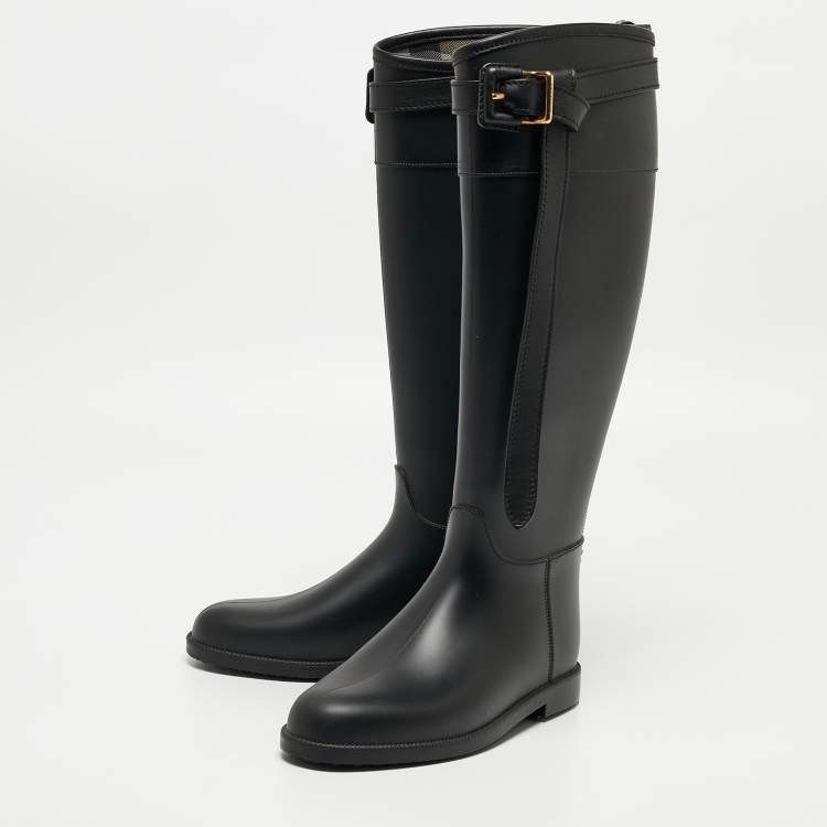 Burberry Black Rubber Rain Boots Size 36 Burberry | TLC