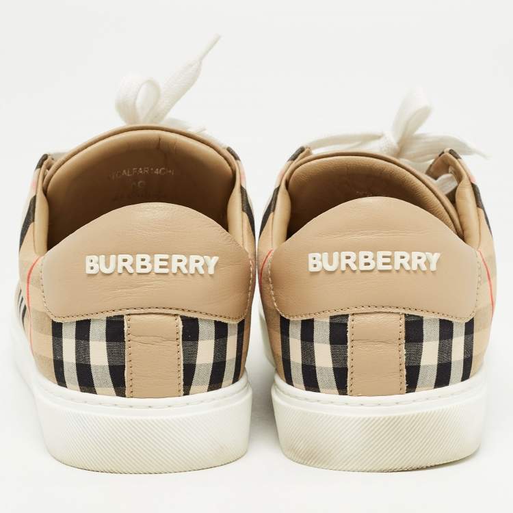 Pre Owned Burberry Beige Nova Check Canvas and Leather Low Top Sneakers Size 40