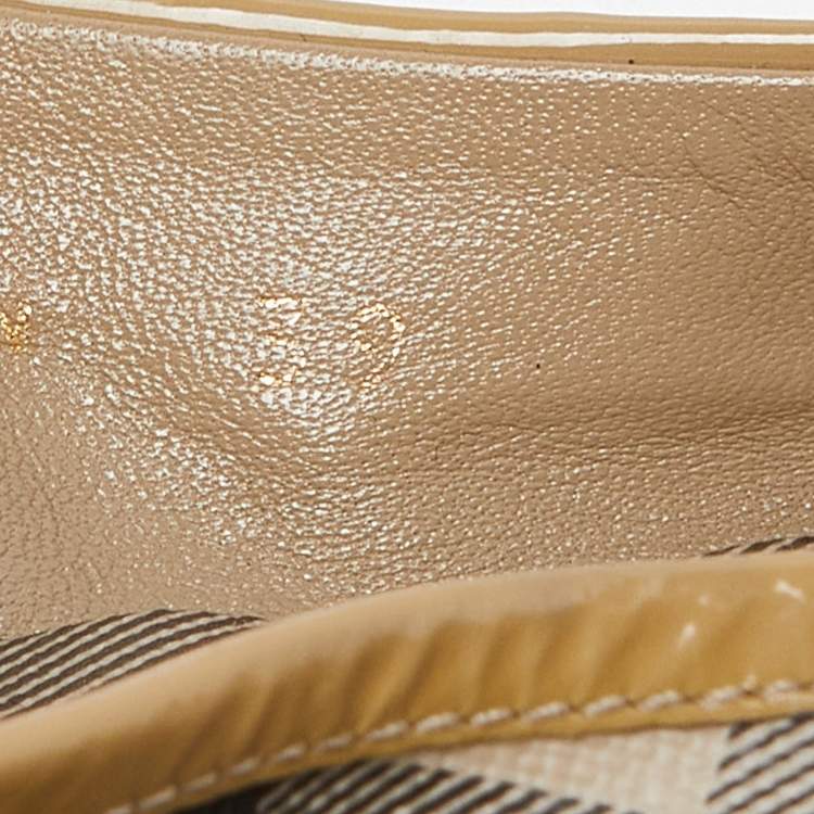 Pre Owned Burberry Beige Patent Leather and Nova Check Coated Canvas Scrunch Ballet Flats Size 39