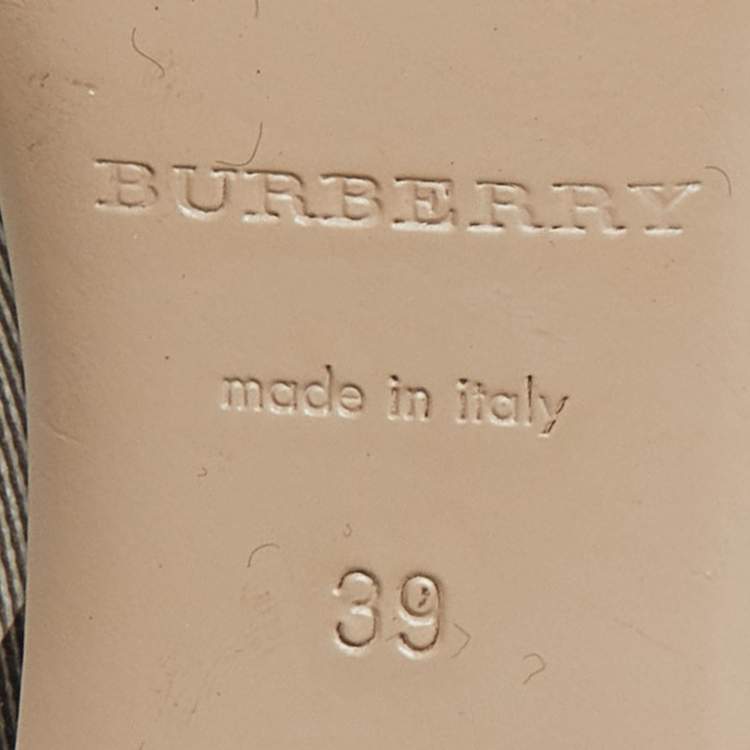 Pre Owned Burberry Grey/Yellow Smoked Check PVC and Patent Leather Embellished Open Toe Pumps Size 39