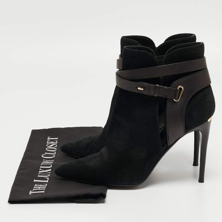 مملوكة مسبقًا Burberry  Black Suede and Leather Ankle Boots Size 38