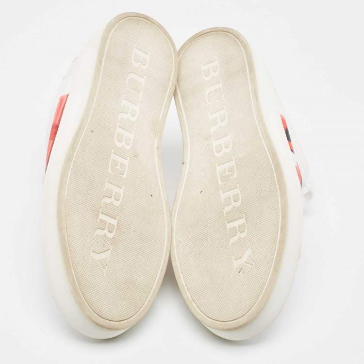 Pre Owned Burberry White Leather Graffiti Low Top Sneakers Size 37