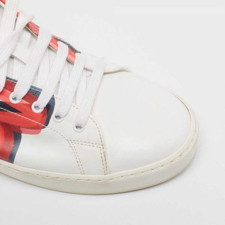 Pre Owned Burberry White Leather Graffiti Low Top Sneakers Size 37