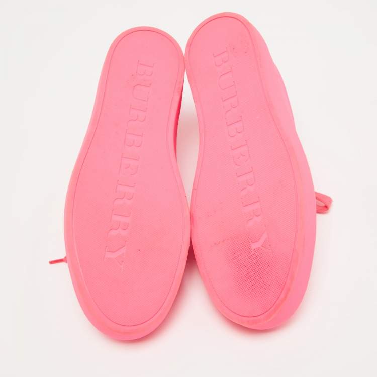 Pre Owned Burberry Pink Perforated Leather Albert Sneakers Size 40