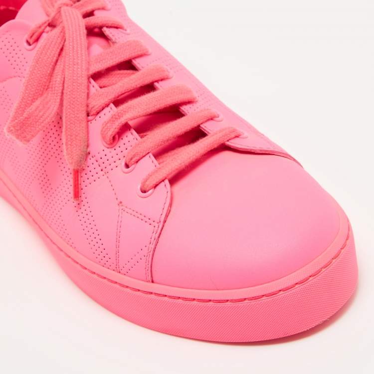 Pre Owned Burberry Pink Perforated Leather Albert Sneakers Size 40