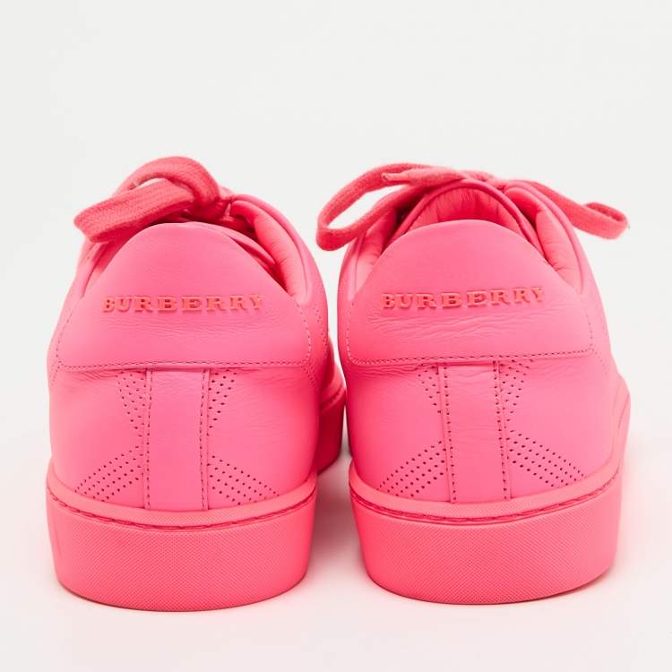 Pre Owned Burberry Pink Perforated Leather Albert Sneakers Size 40