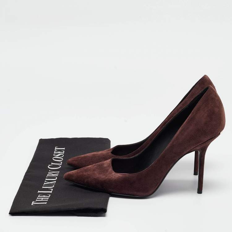 Pre Owned Burberry Burgundy Suede Mawdesley Pointed Toe Pumps Size 39