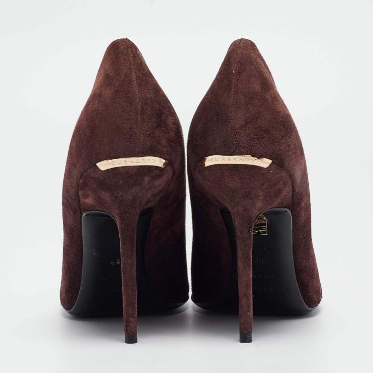 Pre Owned Burberry Burgundy Suede Mawdesley Pointed Toe Pumps Size 39