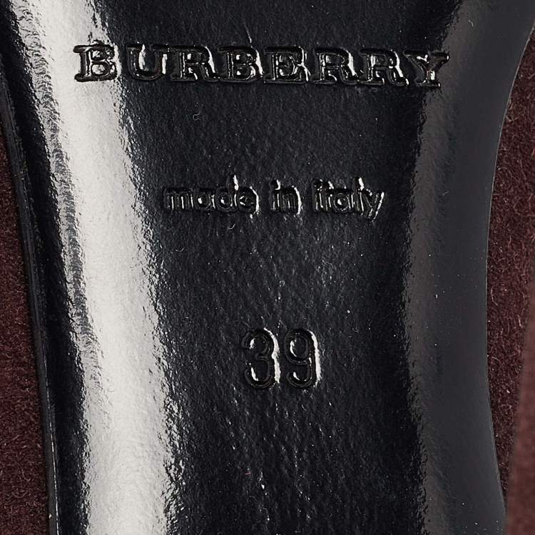 Pre Owned Burberry Burgundy Suede Mawdesley Pointed Toe Pumps Size 39