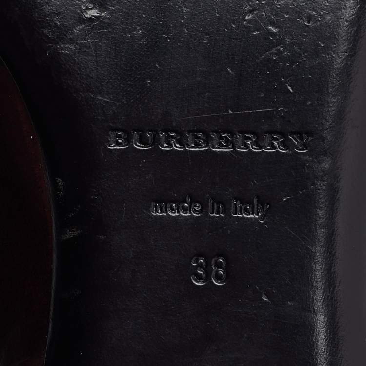 Pre Owned Burberry Burgundy Brogue Leather Tassel Fringe Details Loafers Size 38