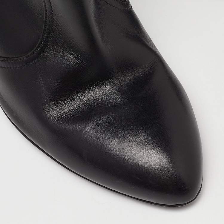Pre Owned Burberry Black Leather Studded Accents Ankle Booties Size 41