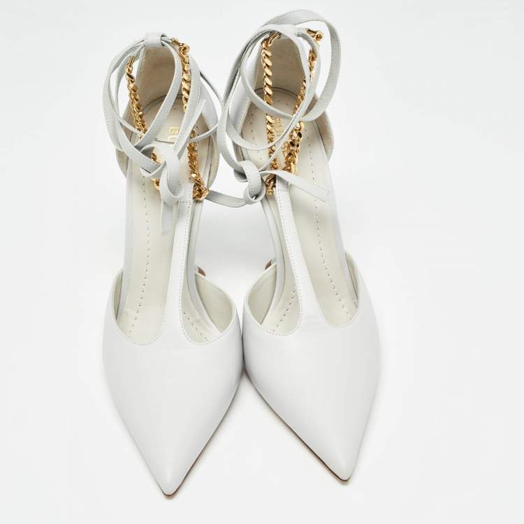 Pre Owned Burberry Grey Leather  Welton Pointed Toe Pumps Size 38