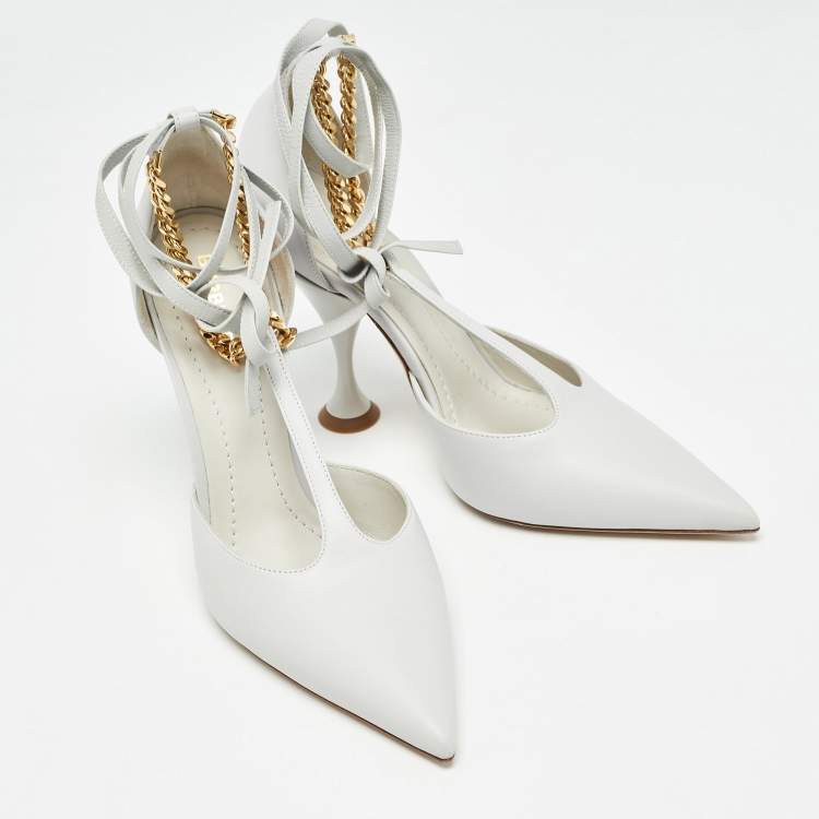 Pre Owned Burberry Grey Leather  Welton Pointed Toe Pumps Size 38