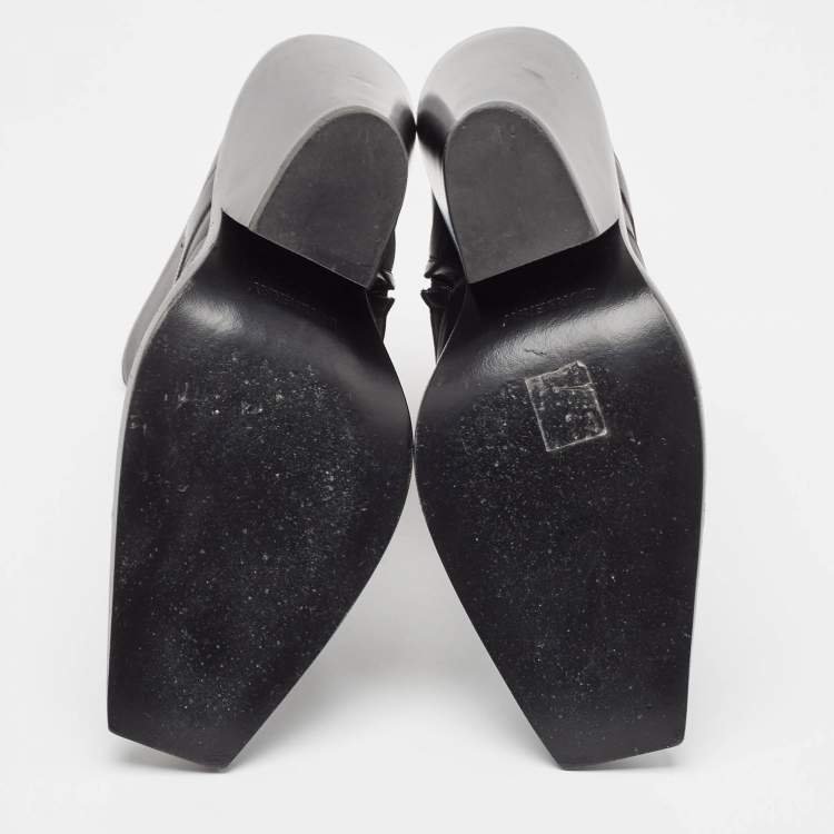 Pre Owned Burberry Black Leather Ankle Boots Size 39