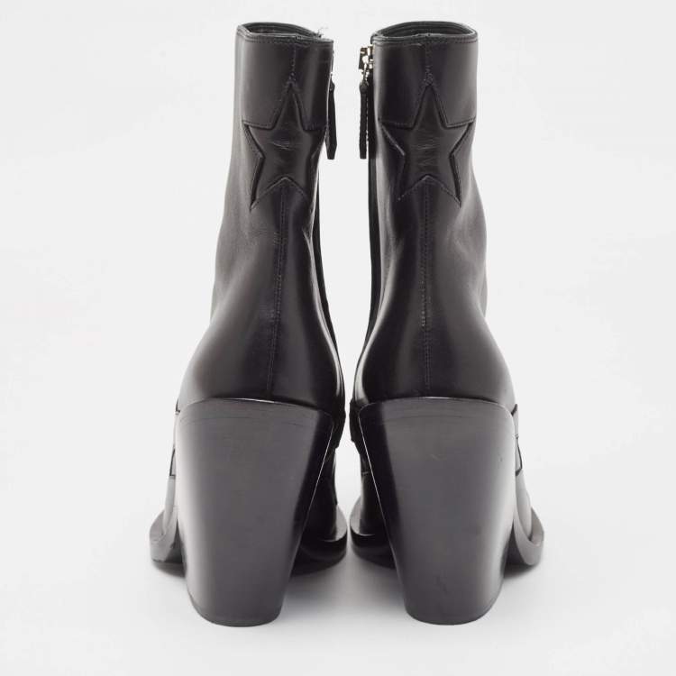 Pre Owned Burberry Black Leather Ankle Boots Size 39