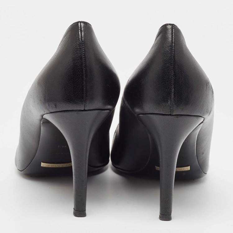 Pre Owned Burberry Black/Beige Canvas and Leather Cap Top Pumps Size 40.5