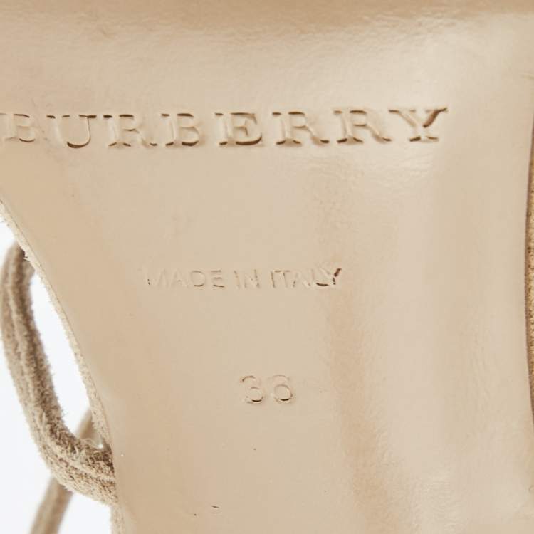 Pre Owned Burberry Beige Suede Strappy Open Toe Sandals Size 36