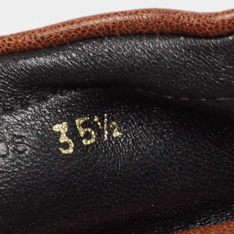 Pre Owned Burberry Brown Nova Check Canvas and Leather Scrunch Ballet Flats Size 35.5