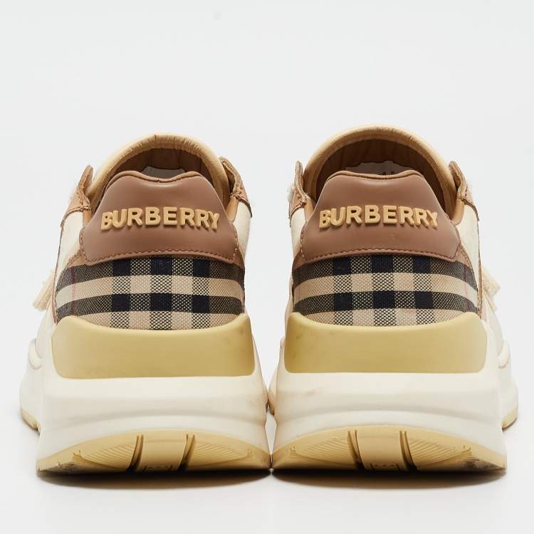 Pre Owned Burberry Multicolor Canvas and Leather Ramsey Sneakers Size 38