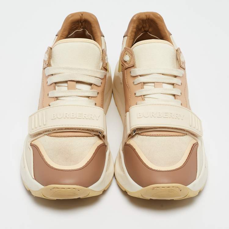 Pre Owned Burberry Multicolor Canvas and Leather Ramsey Sneakers Size 38