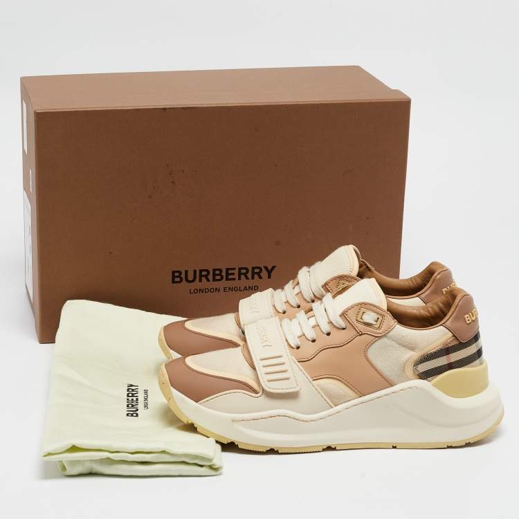 Pre Owned Burberry Multicolor Canvas and Leather Ramsey Sneakers Size 38