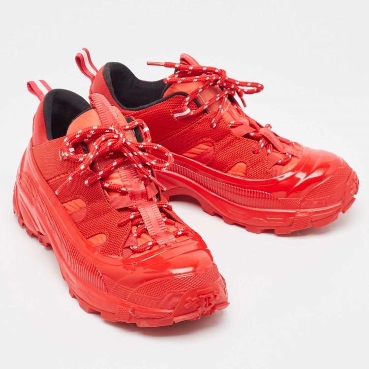 Pre Owned Burberry Red Nylon and Rubber Arthur Sneakers Size 38