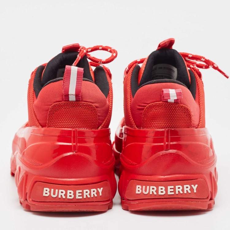 Pre Owned Burberry Red Nylon and Rubber Arthur Sneakers Size 38