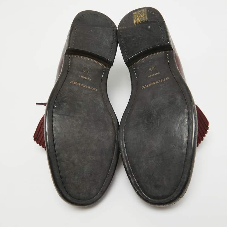 Pre Owned Burberry Burgundy Leather Studded Ampney Derby Size 37.5