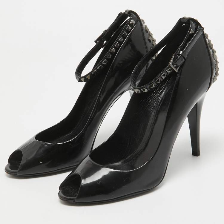 Burberry Black Patent Stud Peep Toe Pumps Size 40 Burberry | TLC