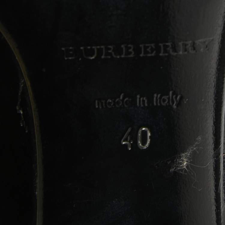 Pre Owned Burberry Black Patent Stud Peep Toe Pumps Size 40