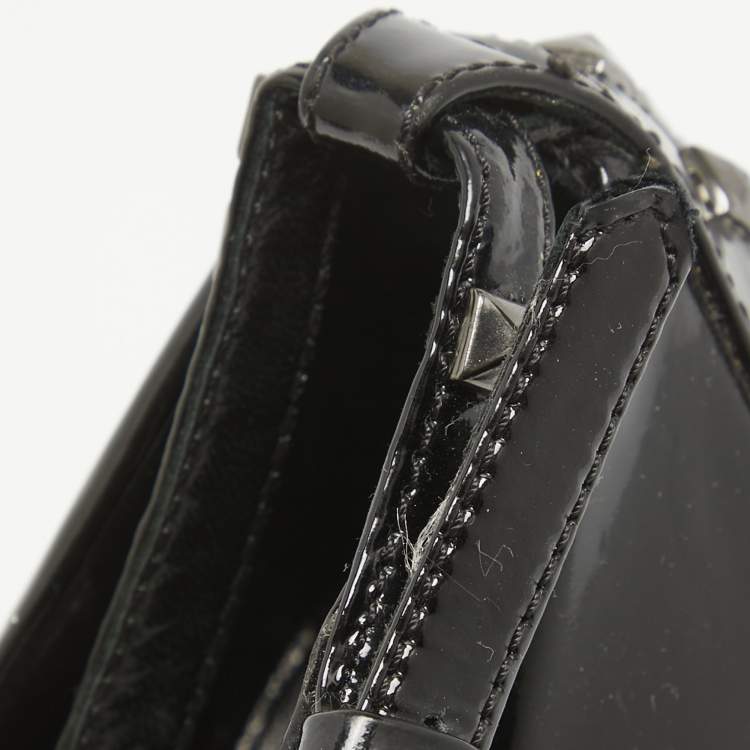 Pre Owned Burberry Black Patent Stud Peep Toe Pumps Size 40