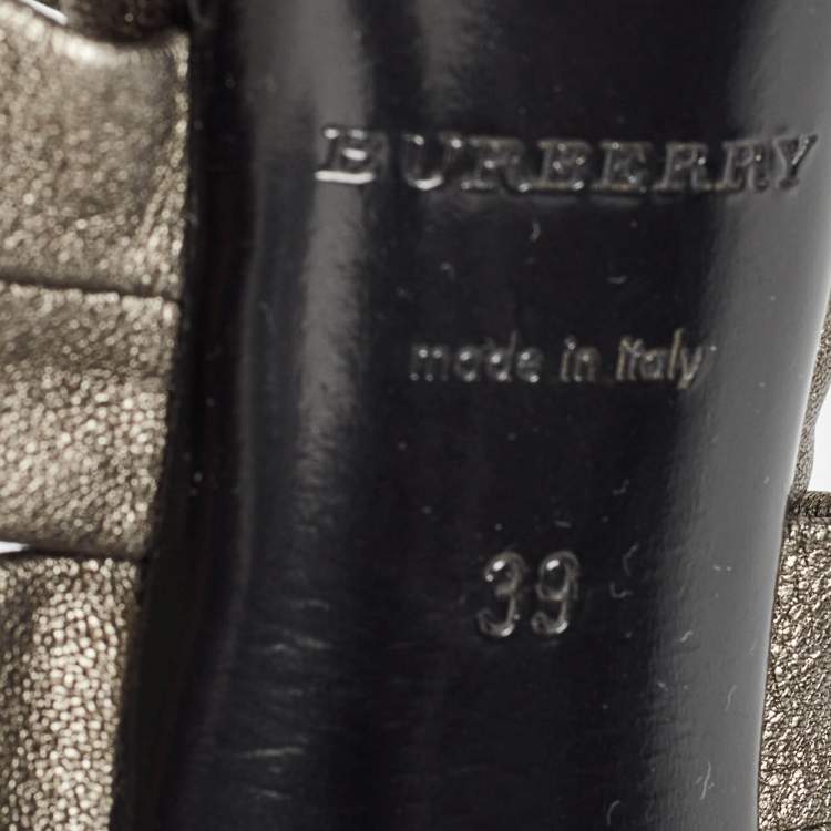 Pre Owned Burberry Grey Leather Platform Ankle Wrap Sandals Size 39