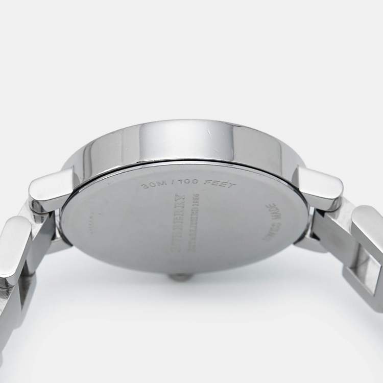 Pre Owned Burberry Silver Stainless Steel Heritage BU1181 Women's Wristwatch 33 mm