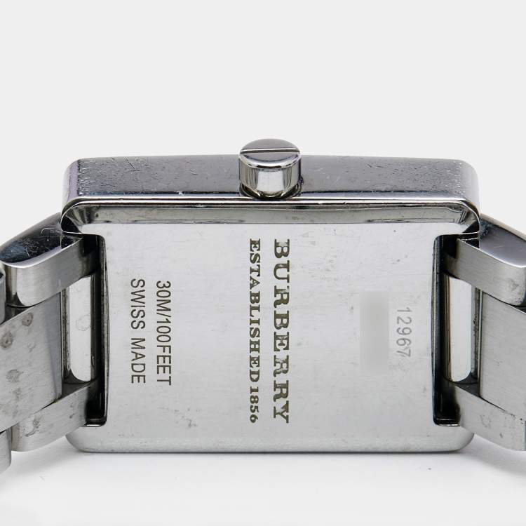 Pre Owned Burberry Silver Stainless Steel Heritage BU1170 Women's Wristwatch 19 mm