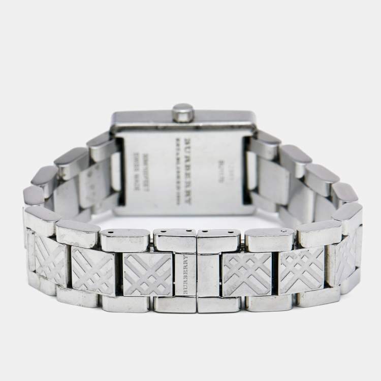 Pre Owned Burberry Silver Stainless Steel Heritage BU1170 Women's Wristwatch 19 mm