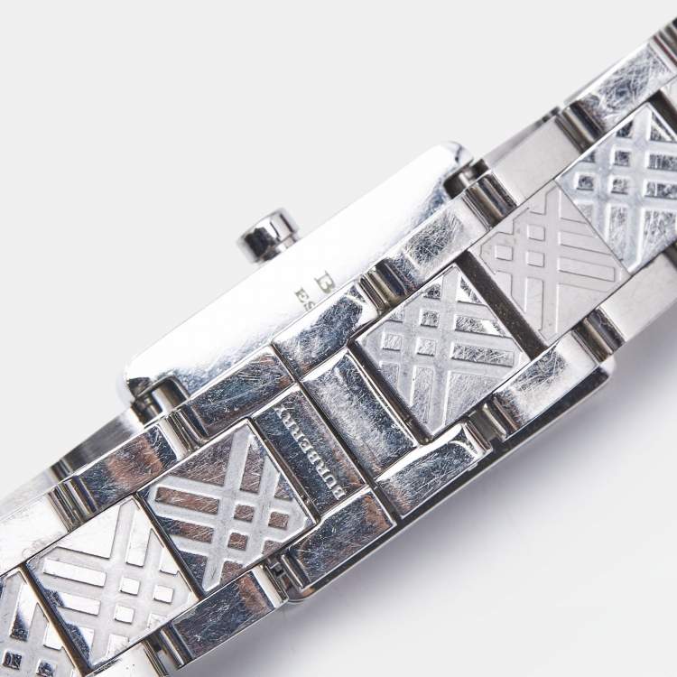 Pre Owned Burberry Silver Stainless Steel Heritage BU1170 Women's Wristwatch 19 mm