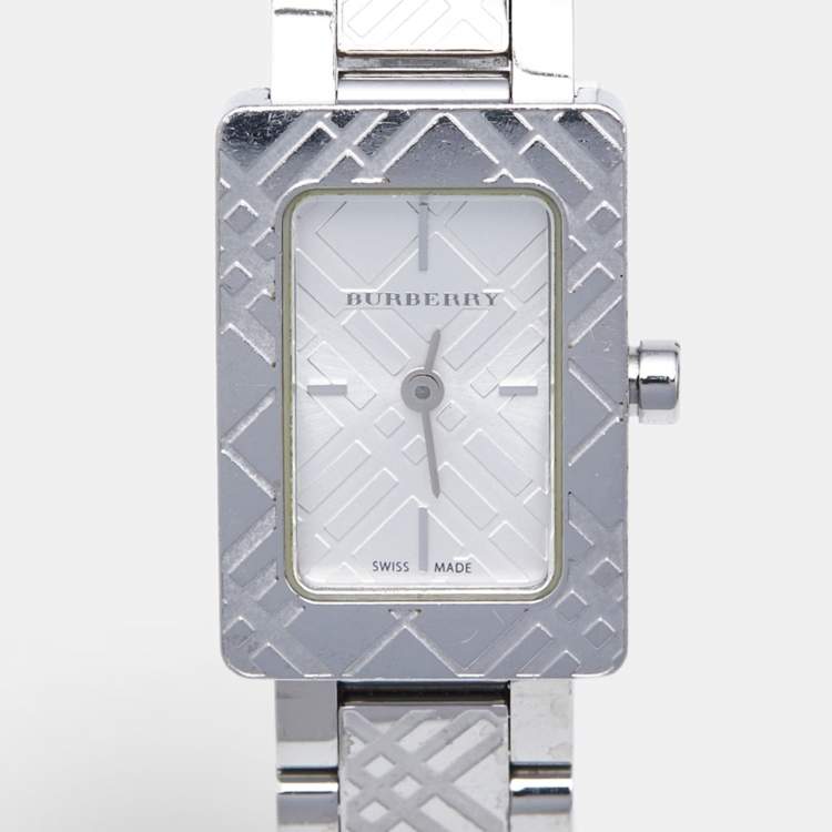 Pre Owned Burberry Silver Stainless Steel Heritage BU1170 Women's Wristwatch 19 mm